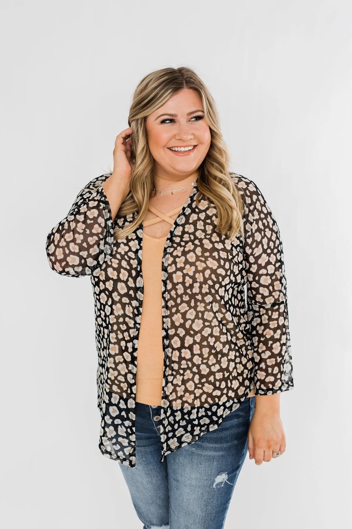 Keep It Fierce Animal Print Kimono- Black