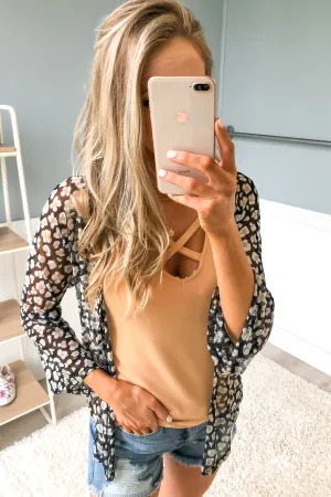 Keep It Fierce Animal Print Kimono- Black