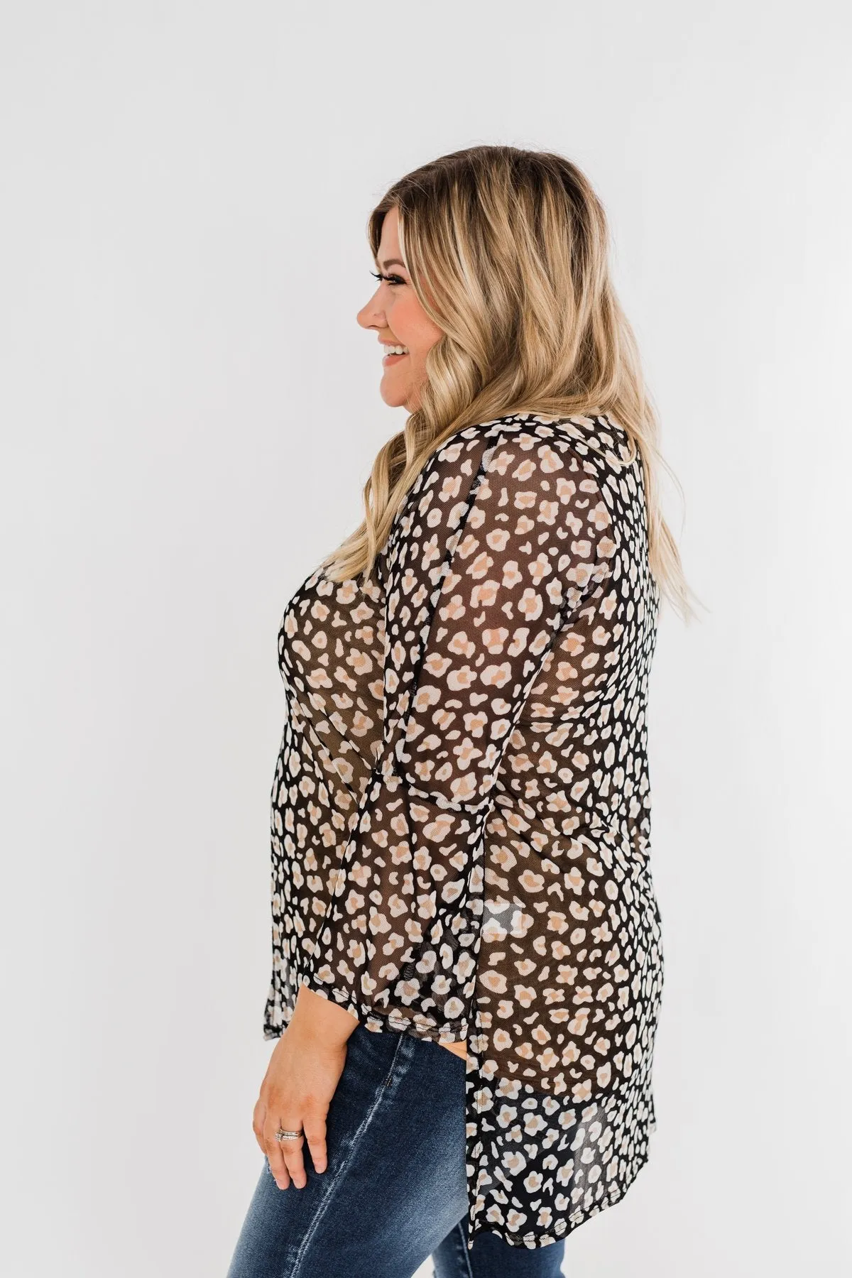 Keep It Fierce Animal Print Kimono- Black