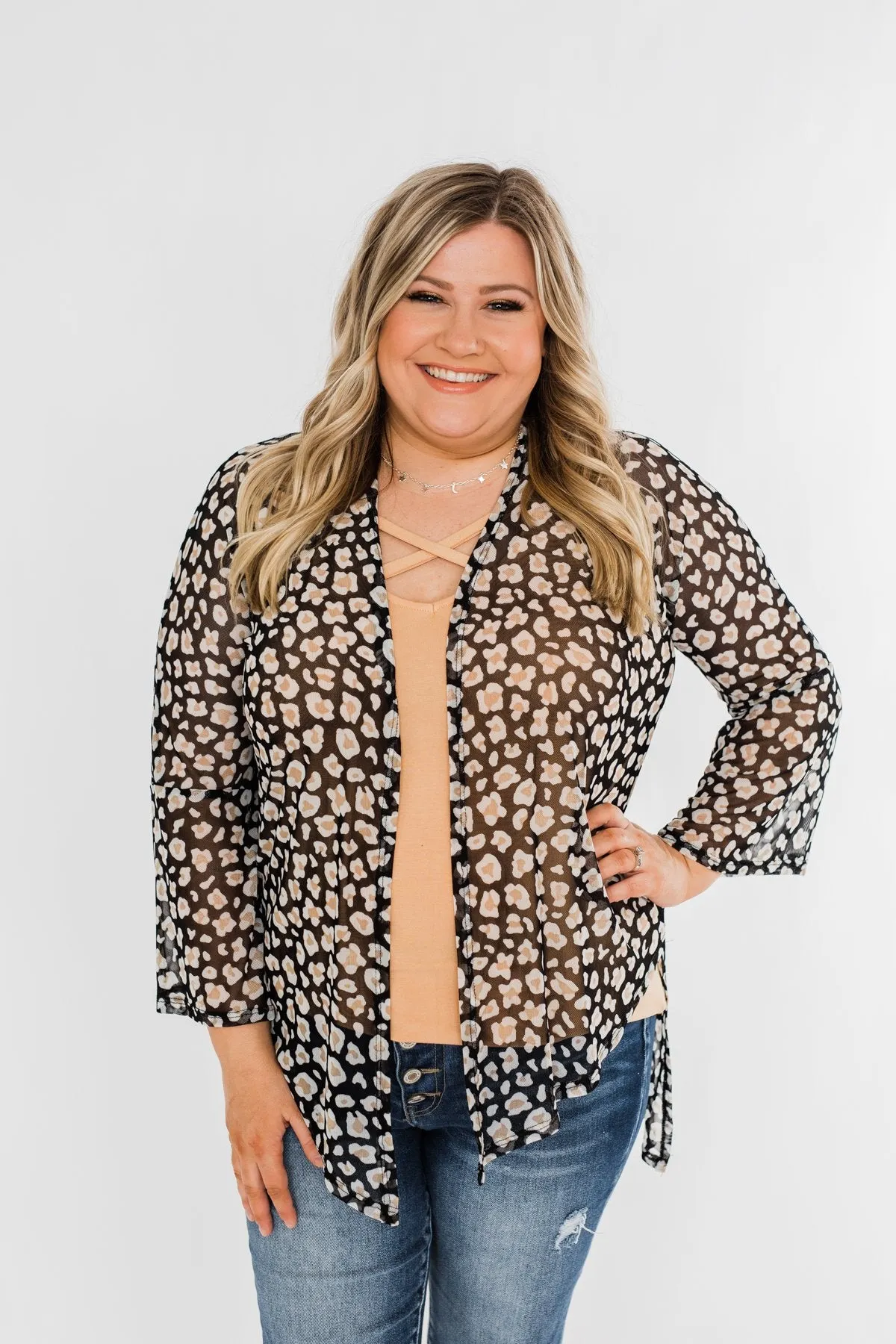 Keep It Fierce Animal Print Kimono- Black