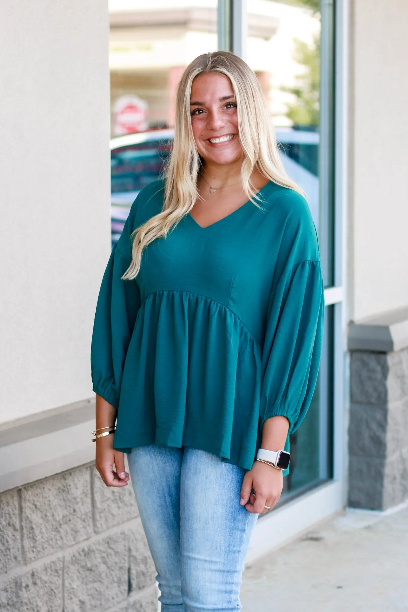 Keep Thinking About Us Blouse in Hunter Green