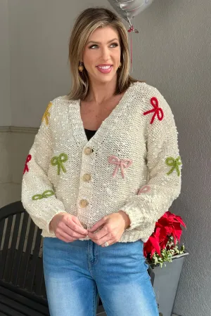 Kelsey Ribbon Patched Button Down Cardigan