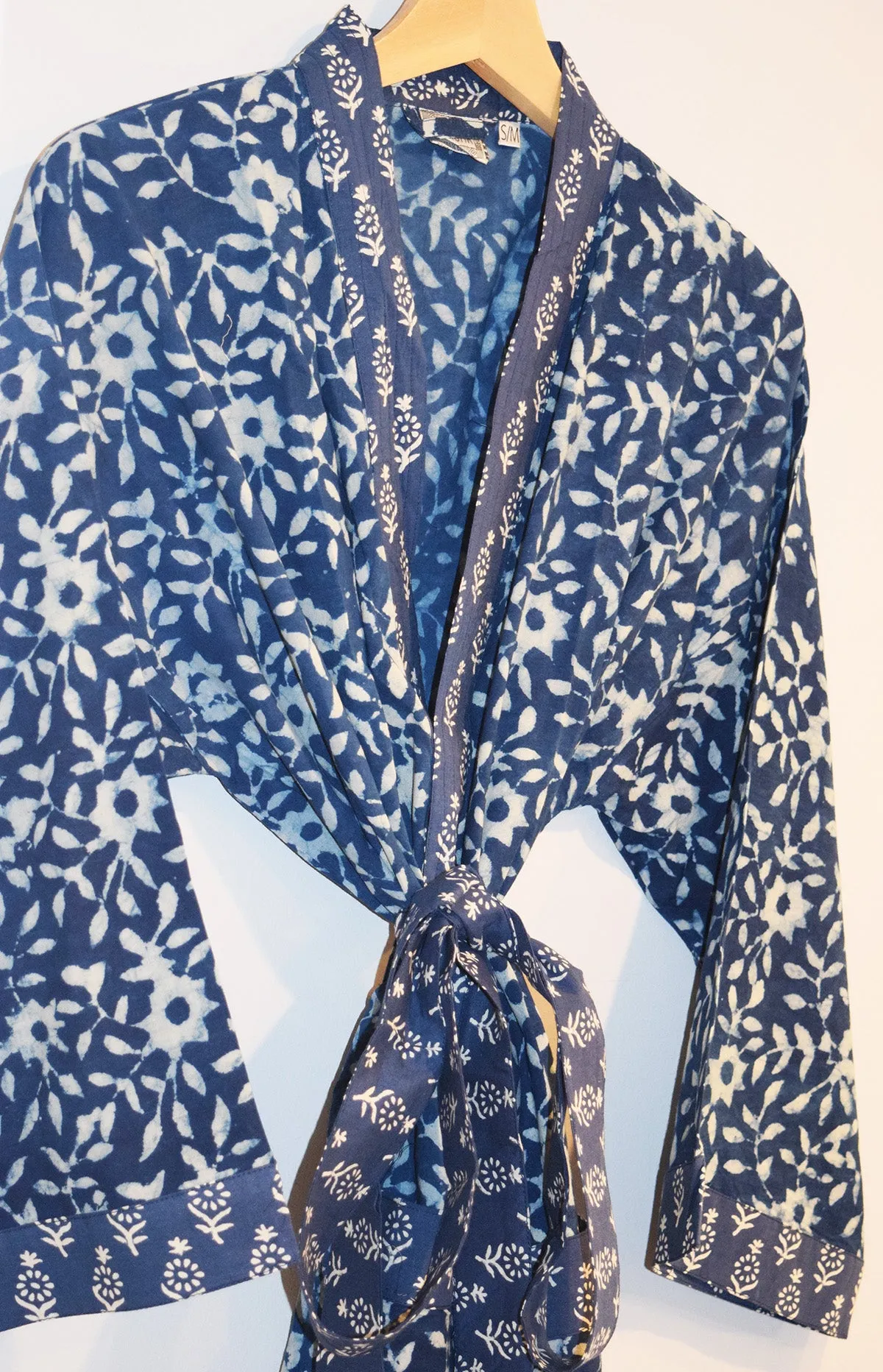 Kerala Long Robe | Natural Indigo Floral