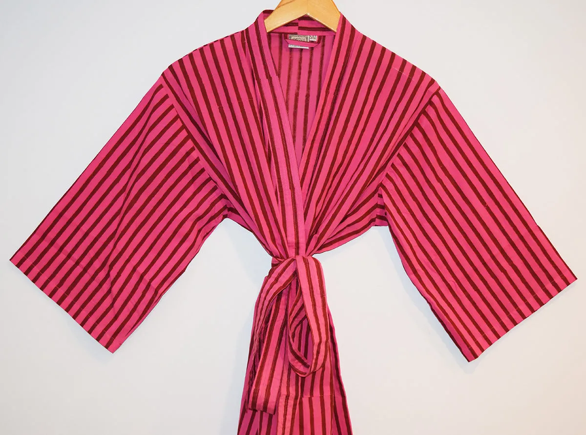 Kerala Short Robe | Berry Stripe