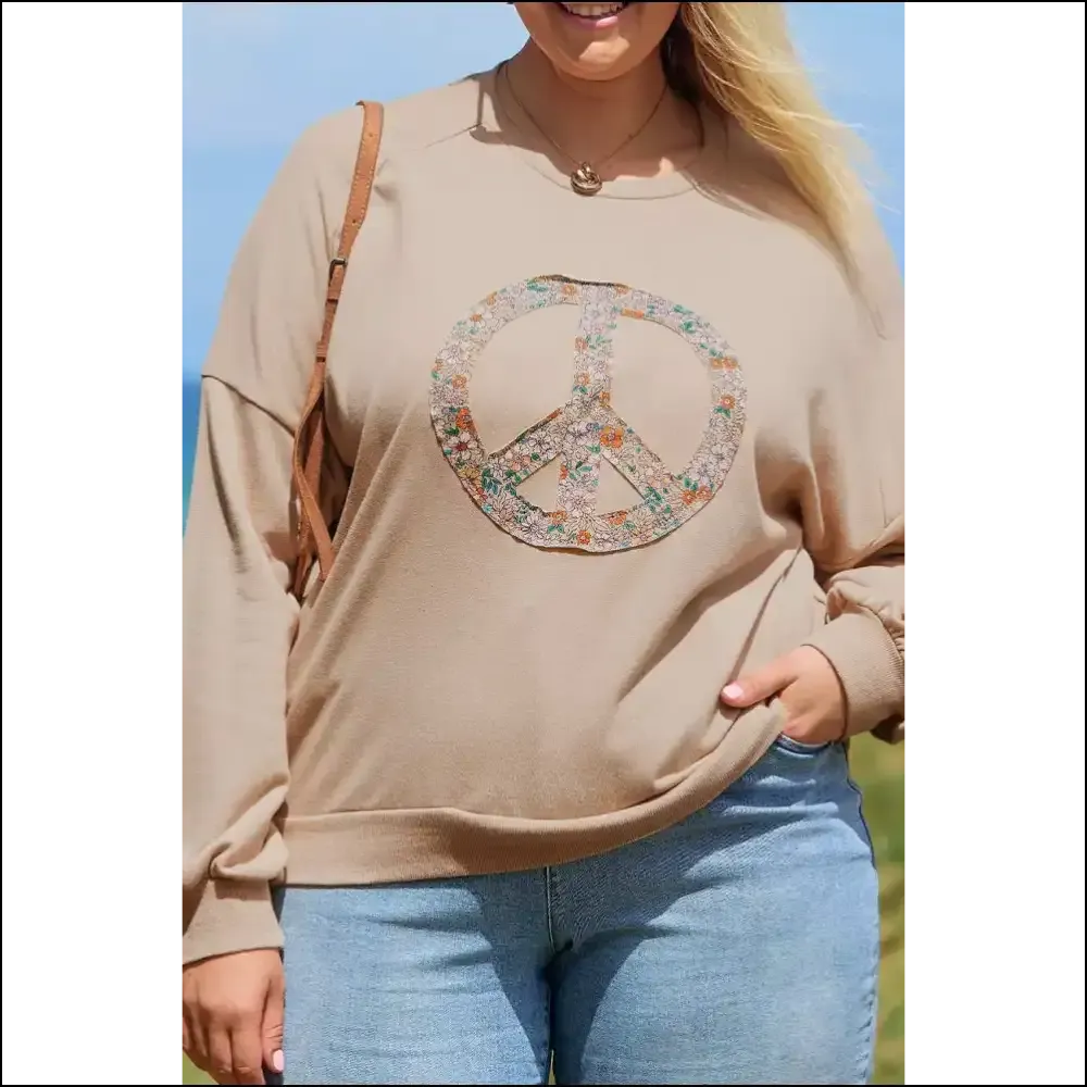 Khaki Floral : Pale Khaki Floral Peace out Sweatshirt, Gorgeous! ?️needful Things