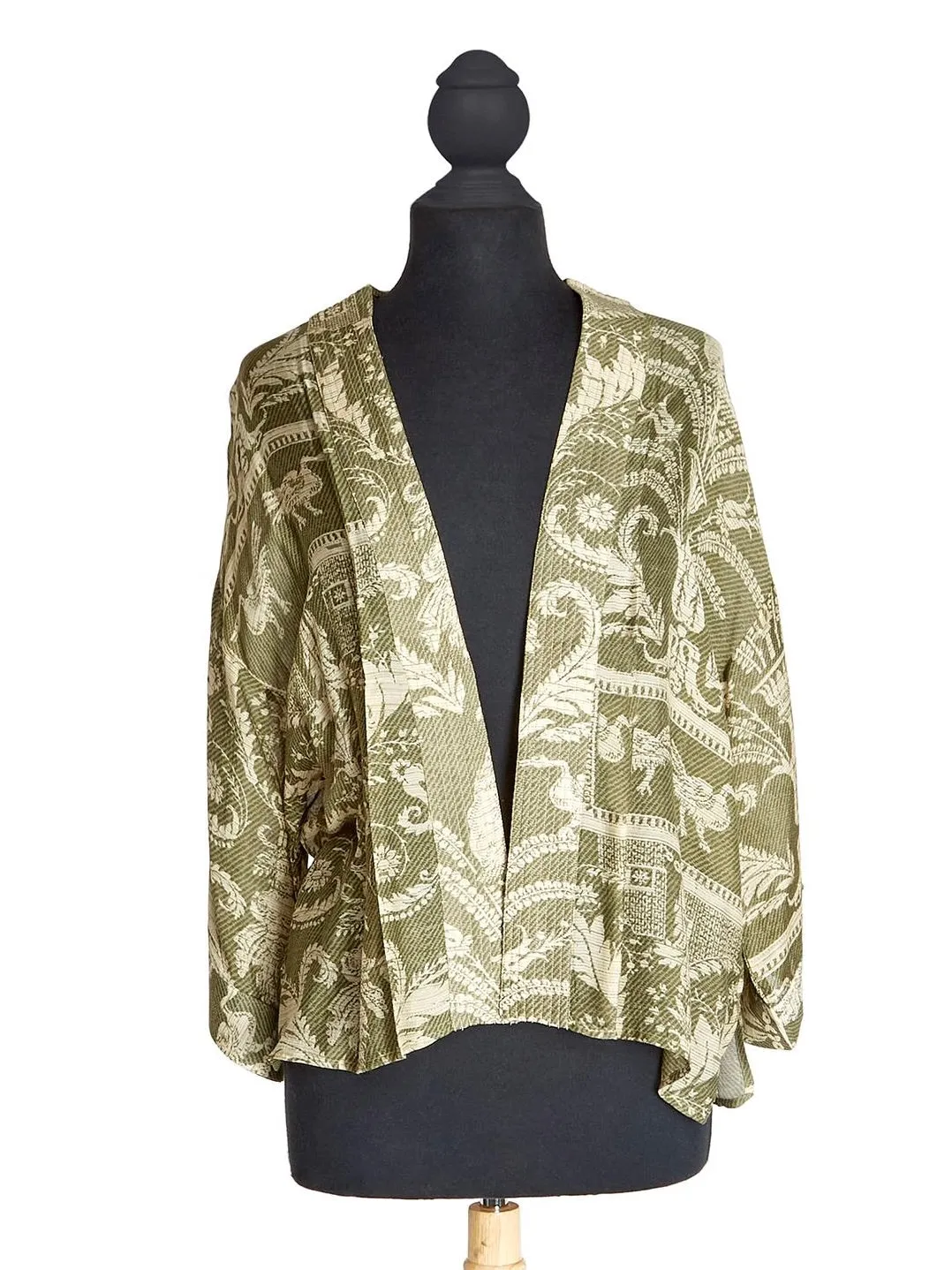Kimono Jacket - Sage Damask