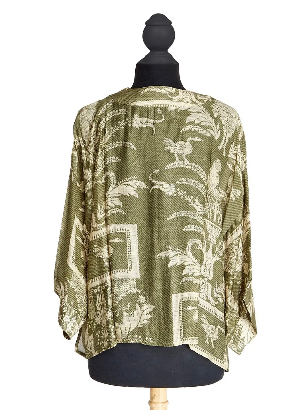 Kimono Jacket - Sage Damask