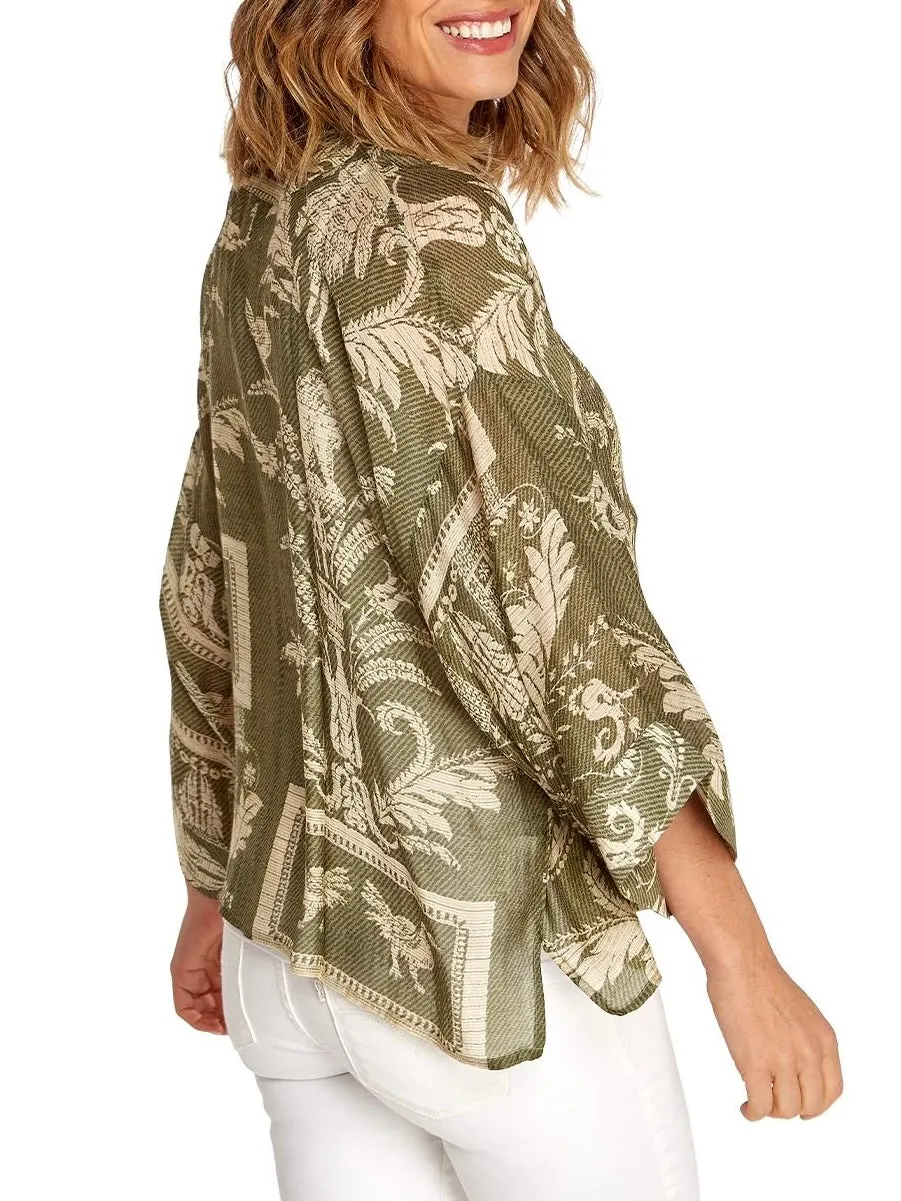 Kimono Jacket - Sage Damask