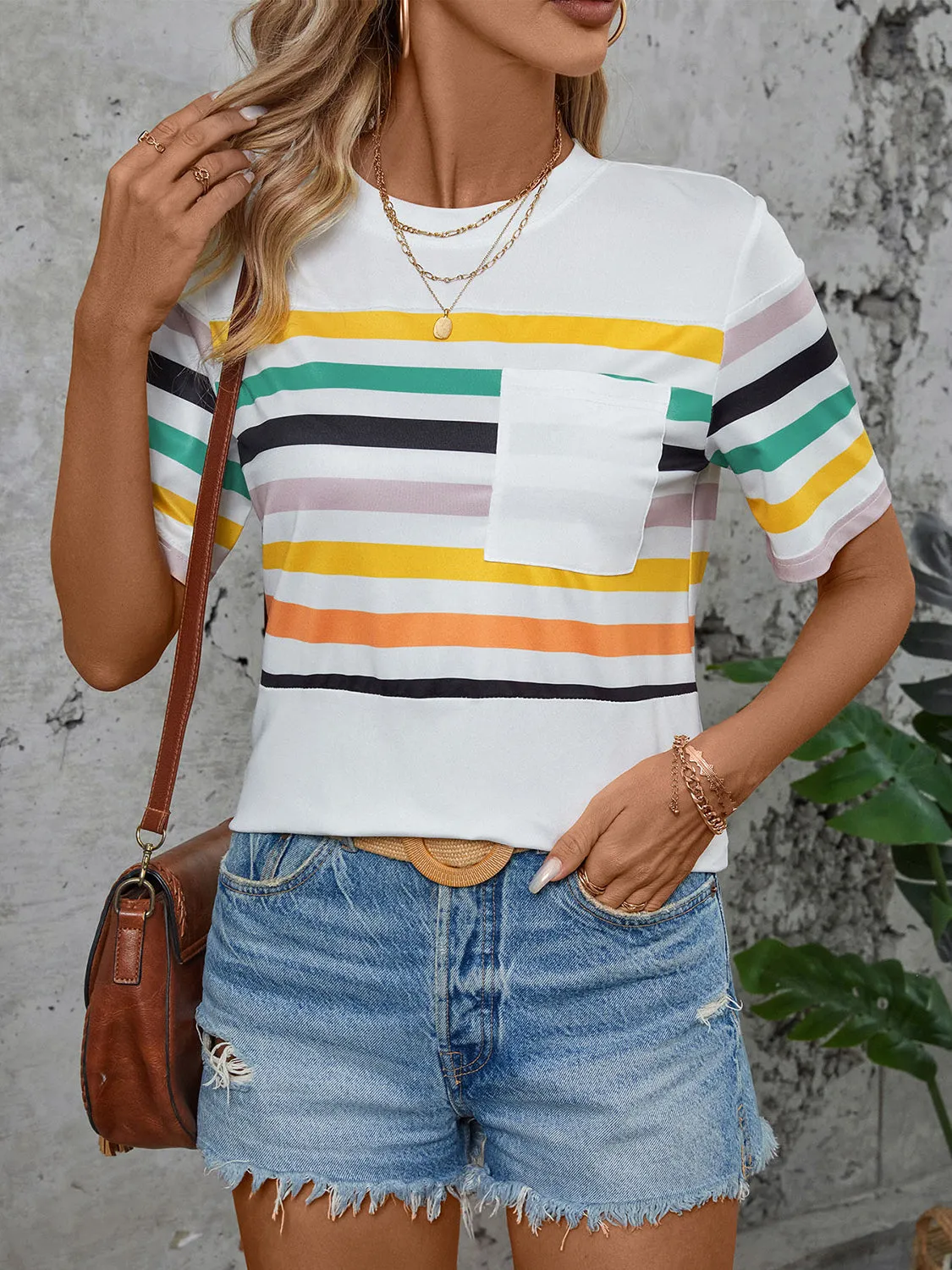 Kya Striped Round Neck Short Sleeve T-Shirt