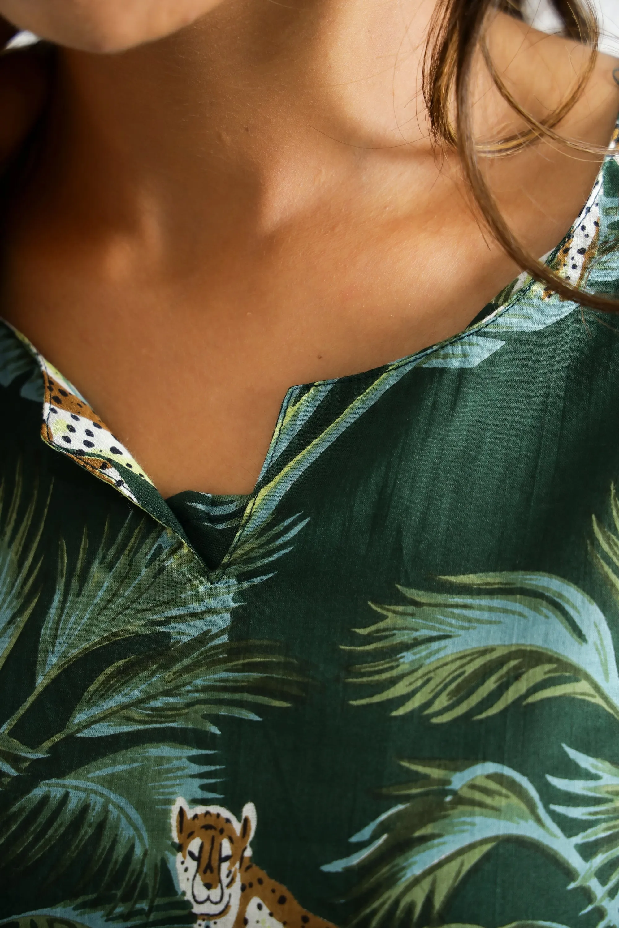 Leopard Green Organic Printed Pure Cotton Loungewear Set