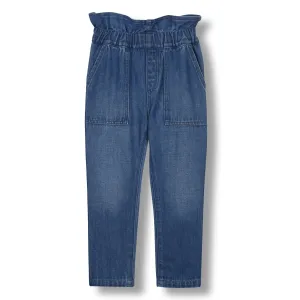 Lizzy Medium Blue - Girl Woven Elasticated Waist Tapered Fit Jeans