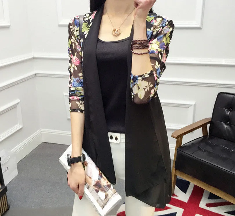 Long Chiffon Ladies Shirts Women's Cardigan Air Conditioning Female Blouses Jackets