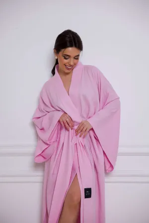 Long Linen Japanese Kimono Pink