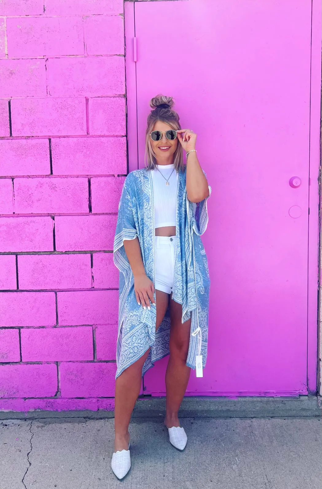 Long Sky Blue Kimono