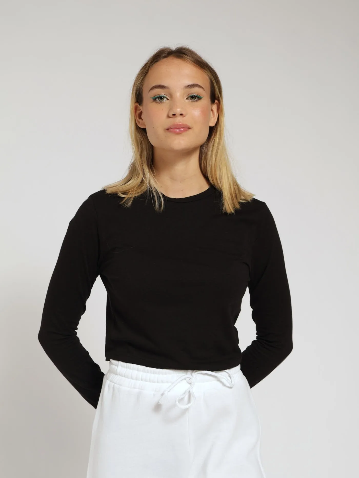 Long Sleeve Basic Knit Top - Black