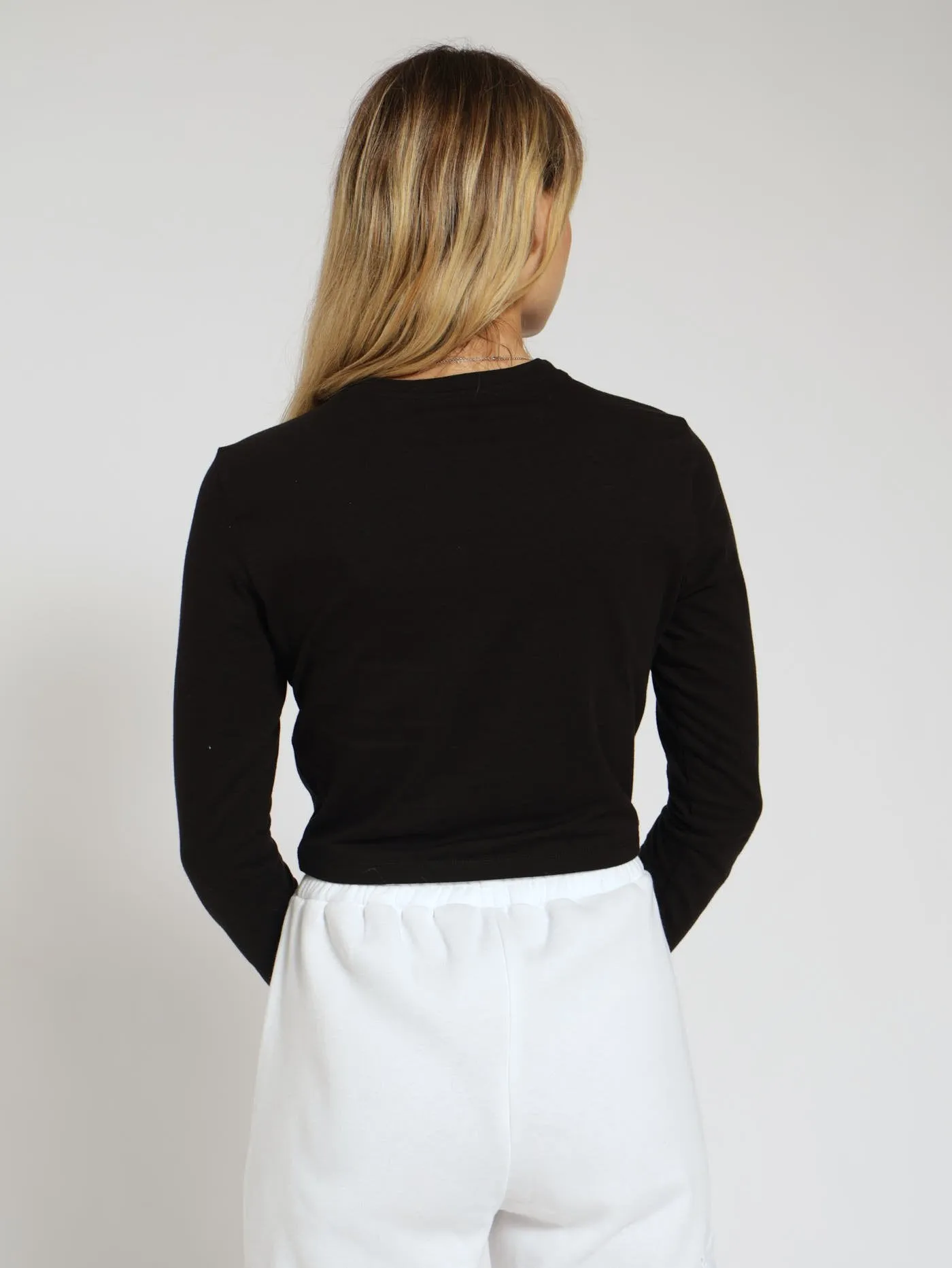 Long Sleeve Basic Knit Top - Black