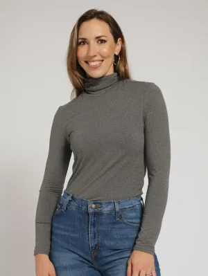 Long Sleeve Basic Poloneck - Charcoal Melange
