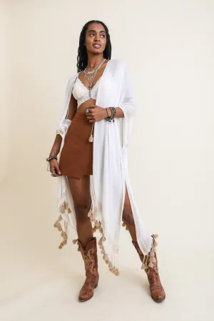 Longline Tassel Border Kimono – Chic & Breezy