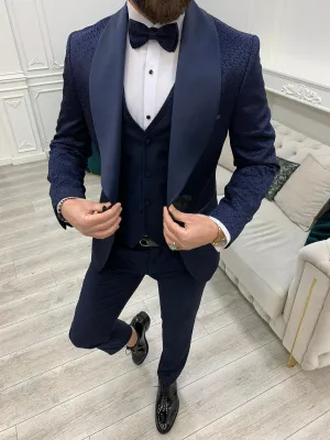 Lopez Navy Blue Slim Fit Tuxedo