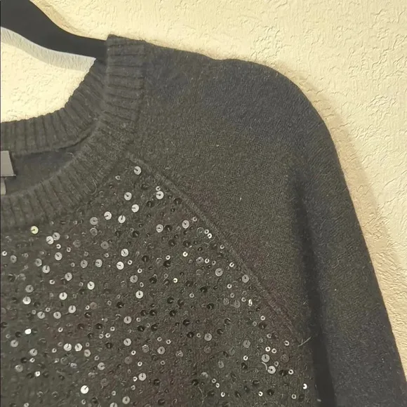 Lord &amp; Taylor Black Cashmere Sequin Sweater size M