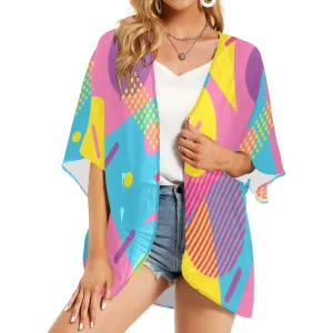 LOUD 90s Wallpaper Print Women's Kimono Chiffon Cover Up