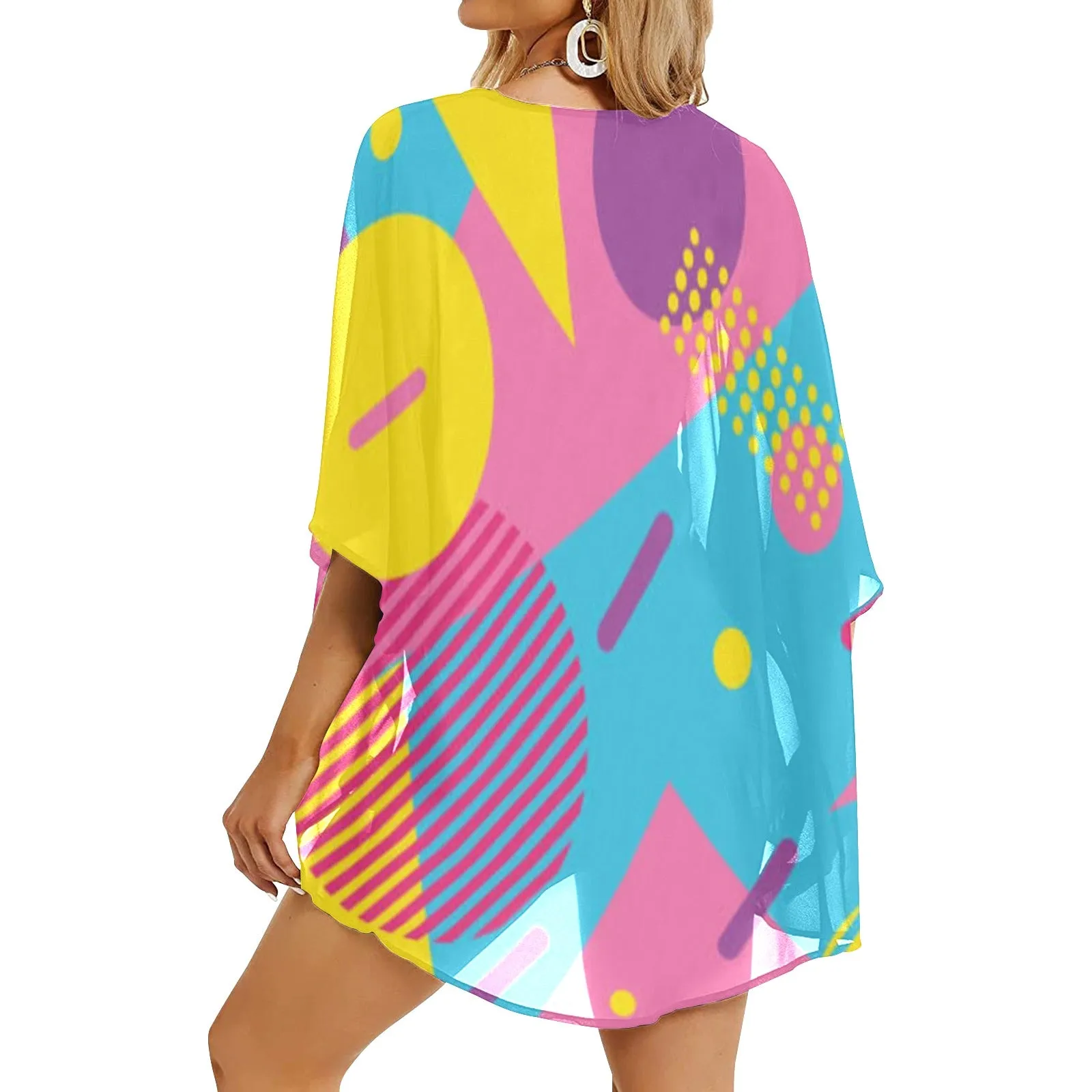 LOUD 90s Wallpaper Print Women's Kimono Chiffon Cover Up