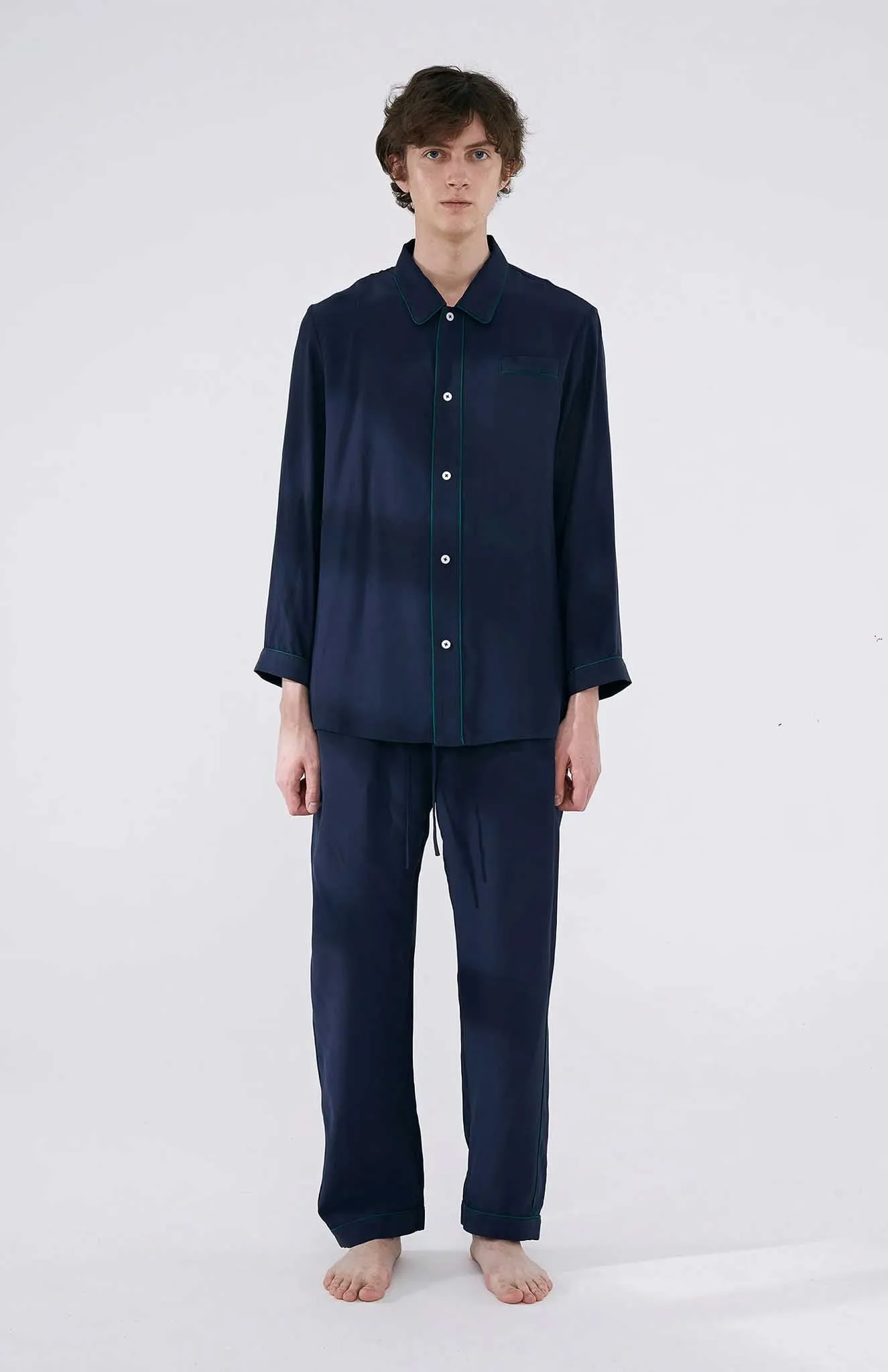 Lounge Lagoon | Navy Cotton with Green Detailing