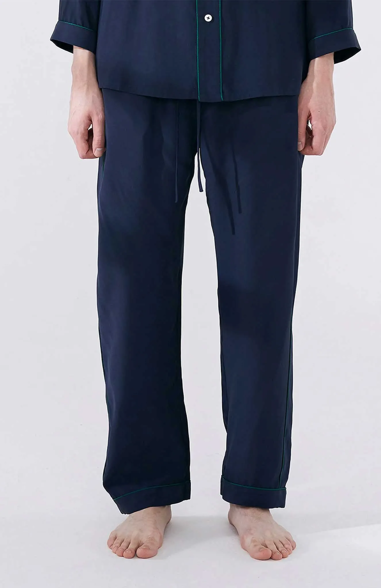Lounge Lagoon | Navy Cotton with Green Detailing