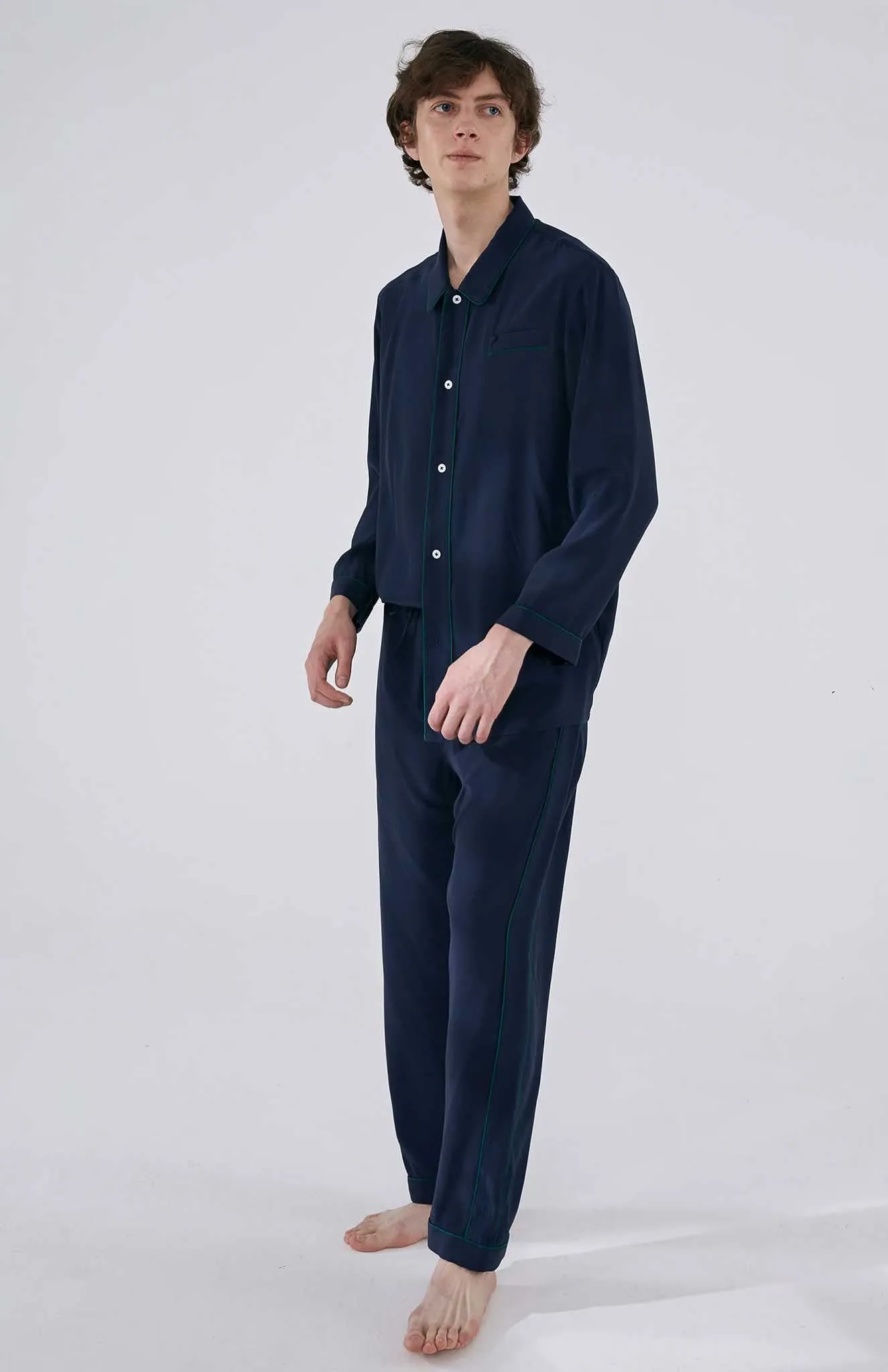 Lounge Lagoon | Navy Cotton with Green Detailing