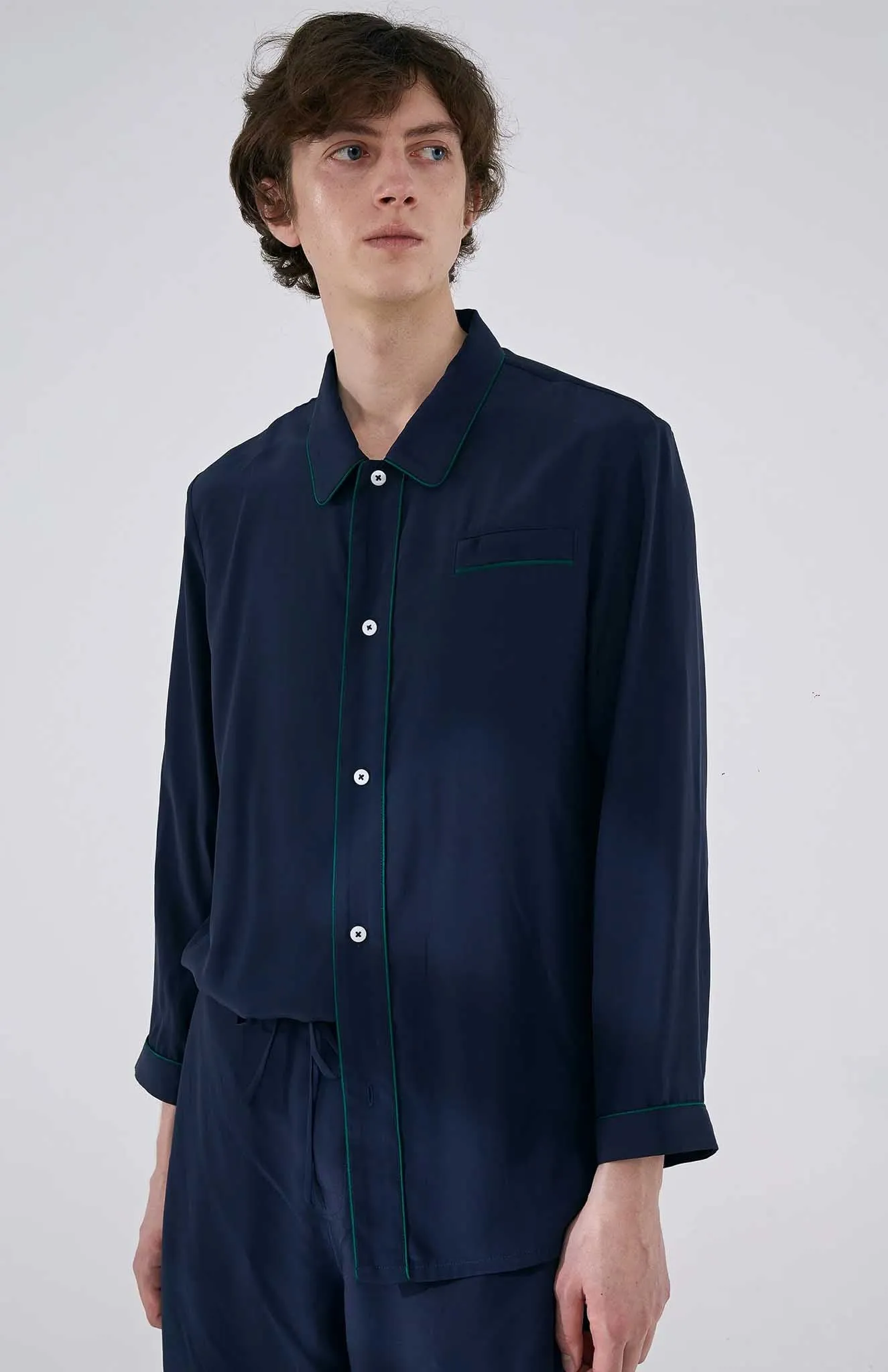 Lounge Lagoon | Navy Cotton with Green Detailing