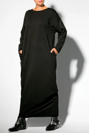 Loungewear Dress, Loungewear Robe, Black Cozy Dress, Long Maxi Dress, Long Sleeve Dress