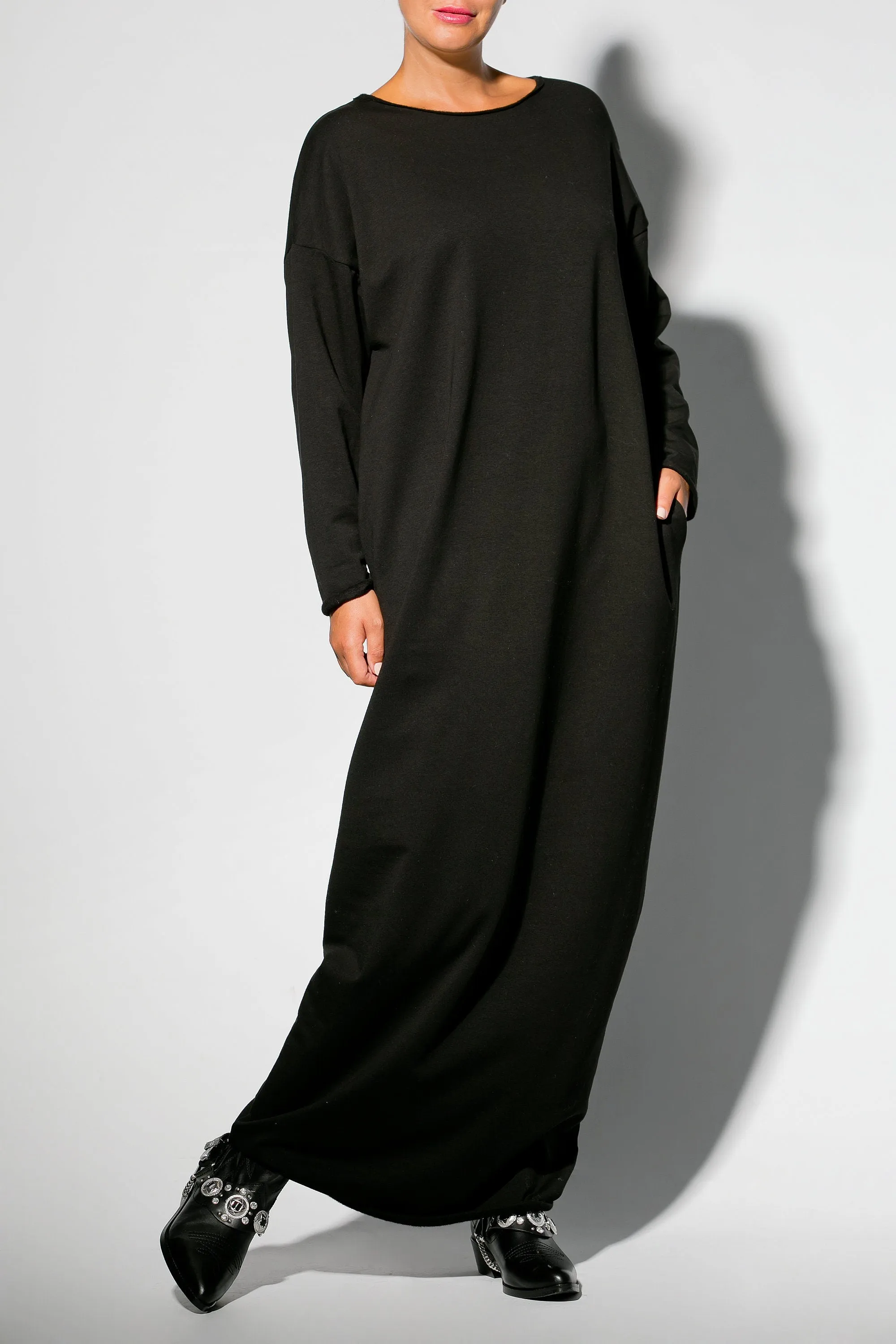 Loungewear Dress, Loungewear Robe, Black Cozy Dress, Long Maxi Dress, Long Sleeve Dress