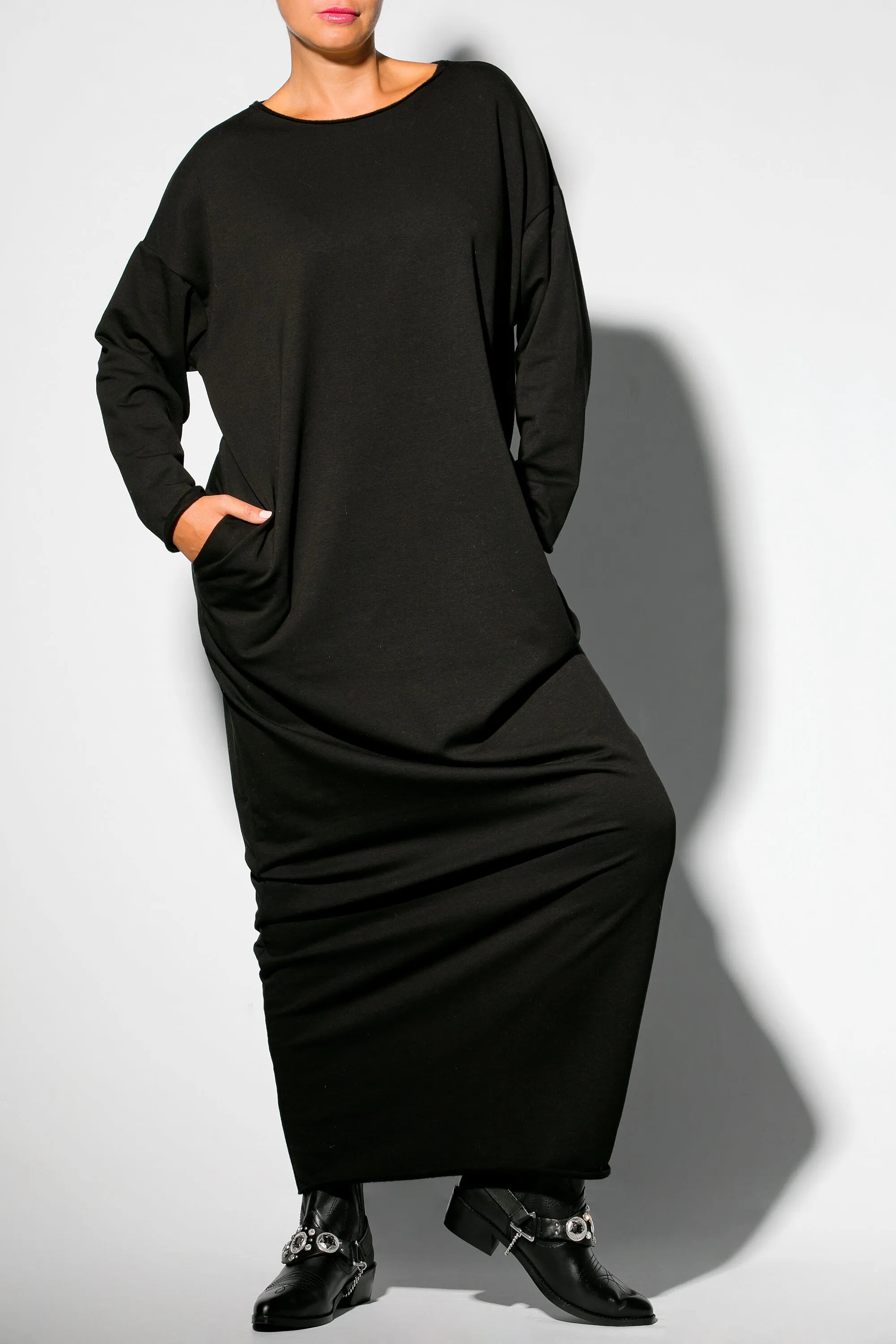Loungewear Dress, Loungewear Robe, Black Cozy Dress, Long Maxi Dress, Long Sleeve Dress
