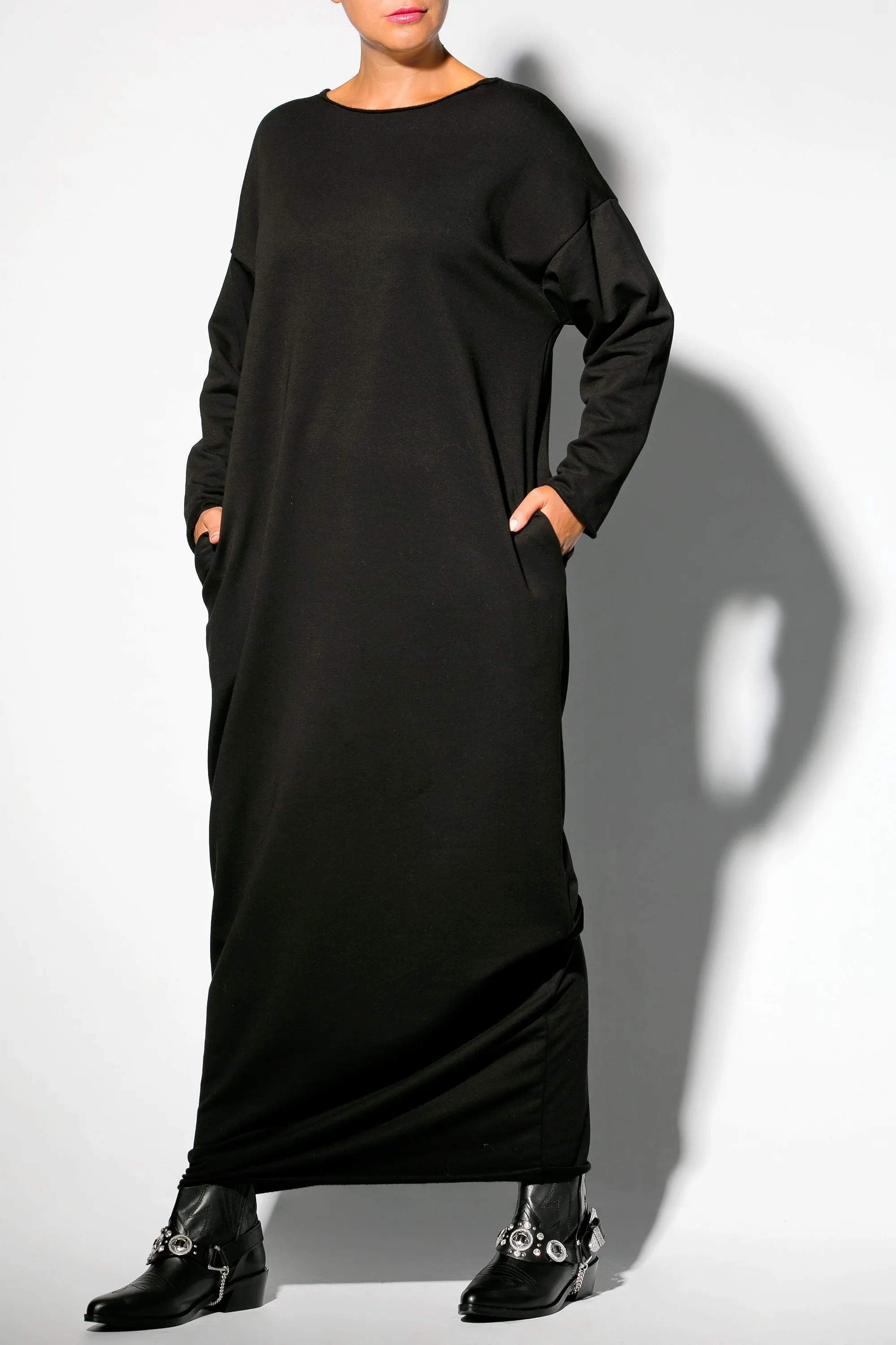 Loungewear Dress, Loungewear Robe, Black Cozy Dress, Long Maxi Dress, Long Sleeve Dress