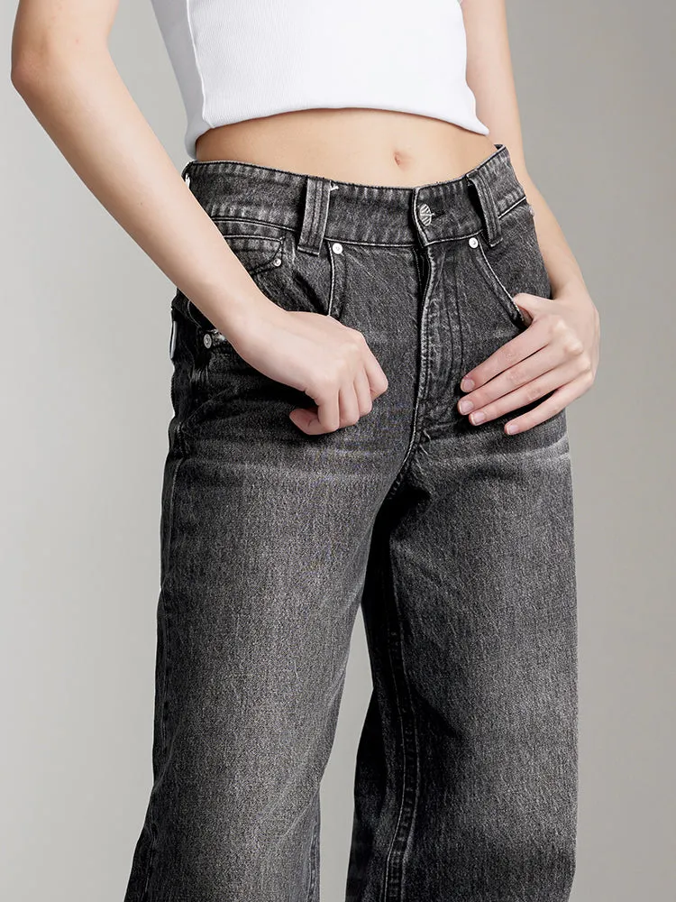 Low Waist Flared Jeans In Light Grey