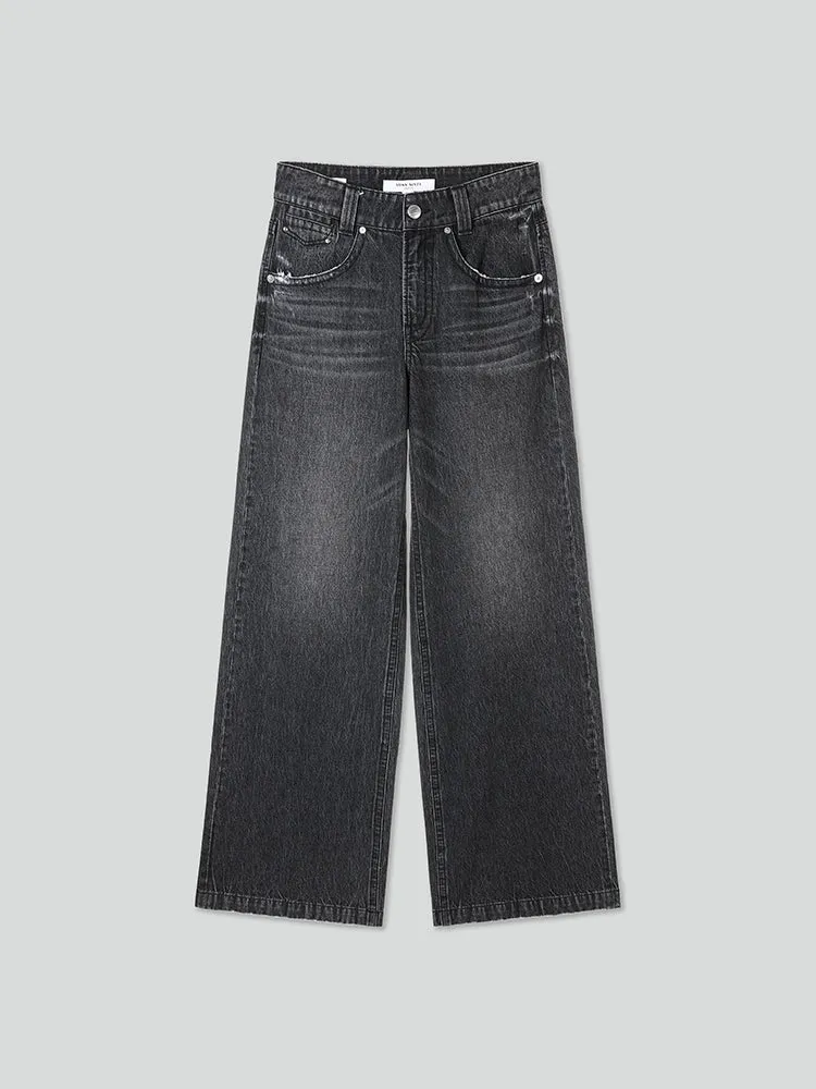 Low Waist Flared Jeans In Light Grey