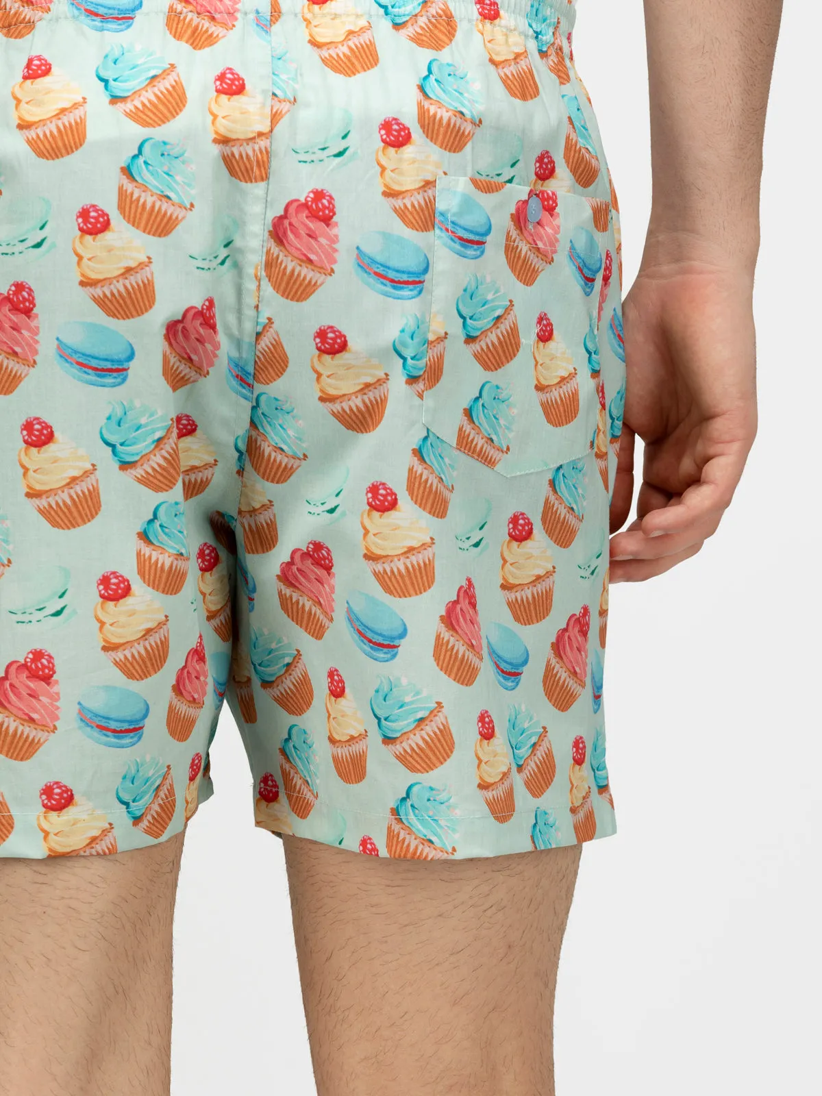 Lt Blue.Cup cakes printed cotton boxers