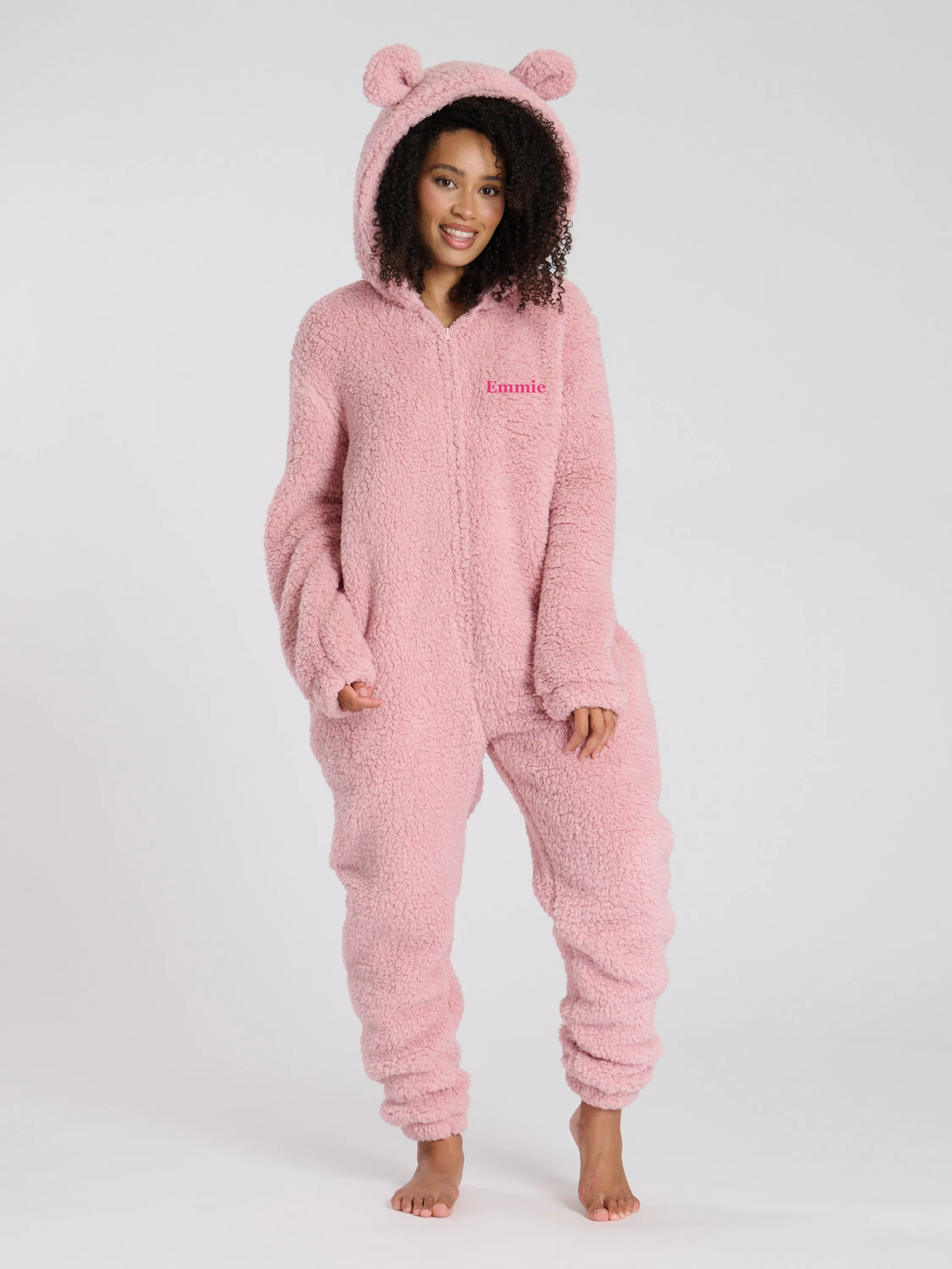 Lulabay ladies luxury borg personalised onesie Taupe