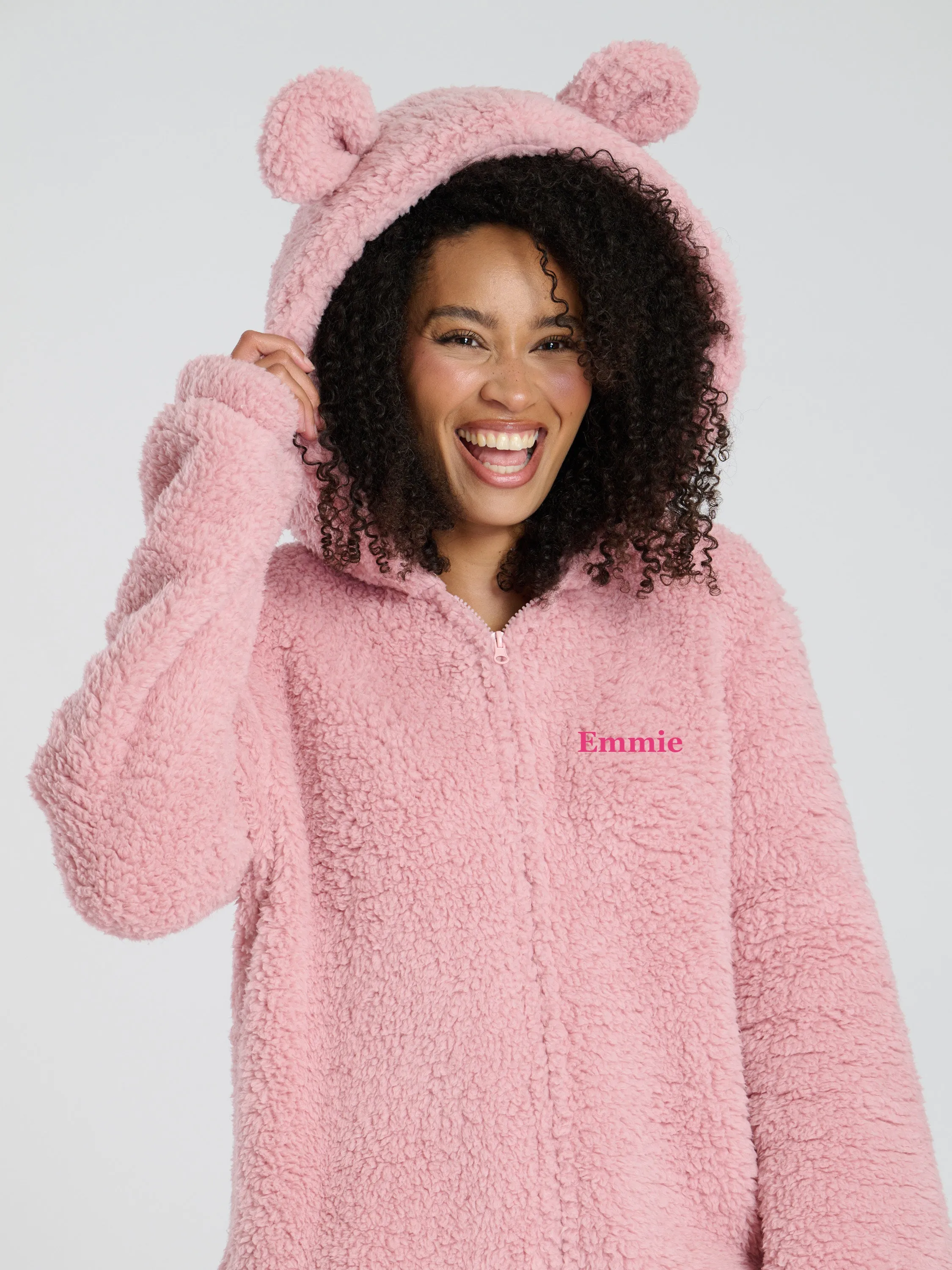 Lulabay ladies luxury borg personalised onesie Taupe