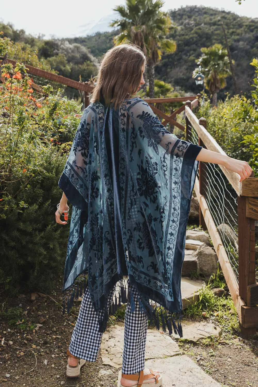 Lush Velvet Mesh Tapestry Kimono - 2 colors