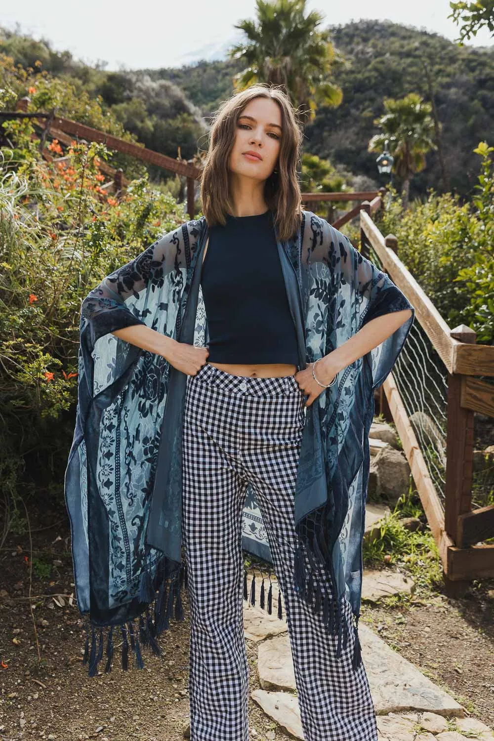 Lush Velvet Mesh Tapestry Kimono - 2 colors