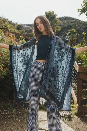 Lush Velvet Mesh Tapestry Kimono - 2 colors