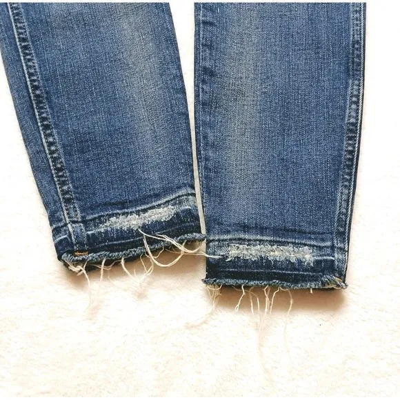 Madewell 9&quot; High-Rise Skinny Women's  Distressed Raw Hem Jeans Size 25 Petite