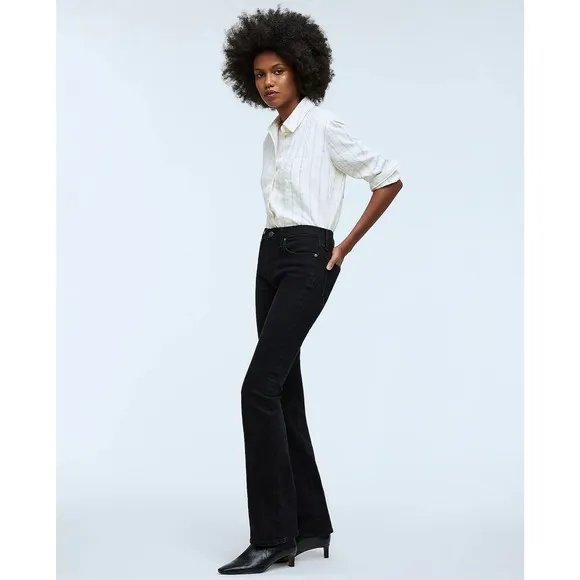 MADEWELL Black Frost Kick Out Full-Length Jeans NWT Size 26P