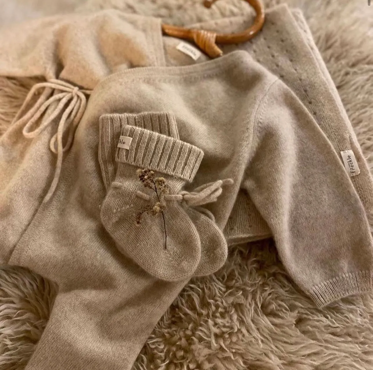 Maeve Premium Cashmere Wrap Footed Babygrow (Apricot)