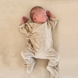 Maeve Premium Cashmere Wrap Footed Babygrow (Apricot)