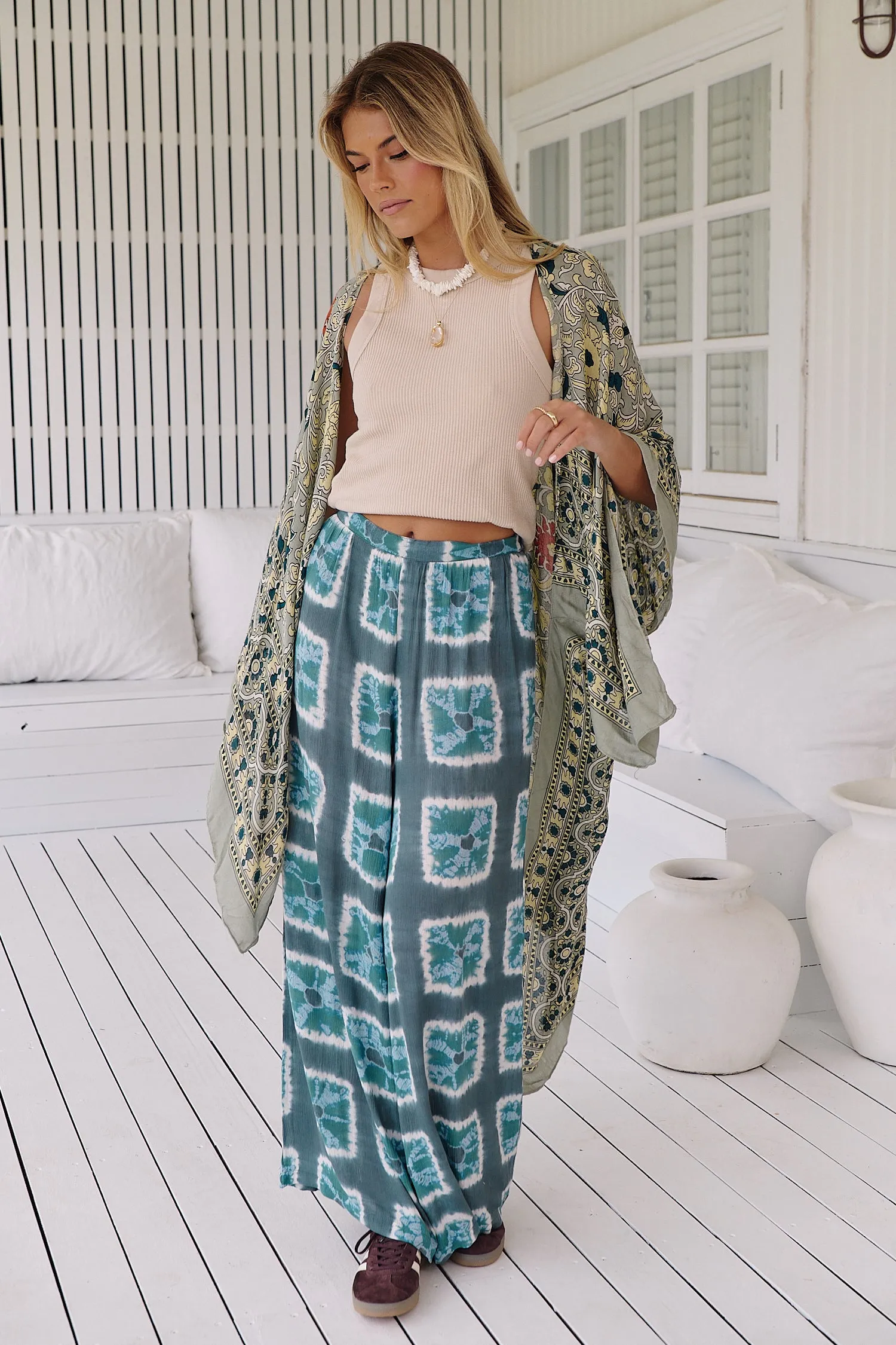 Magic Dance Border Print Kimono- green tea ~ Free People
