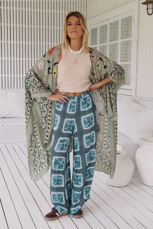 Magic Dance Border Print Kimono- green tea ~ Free People