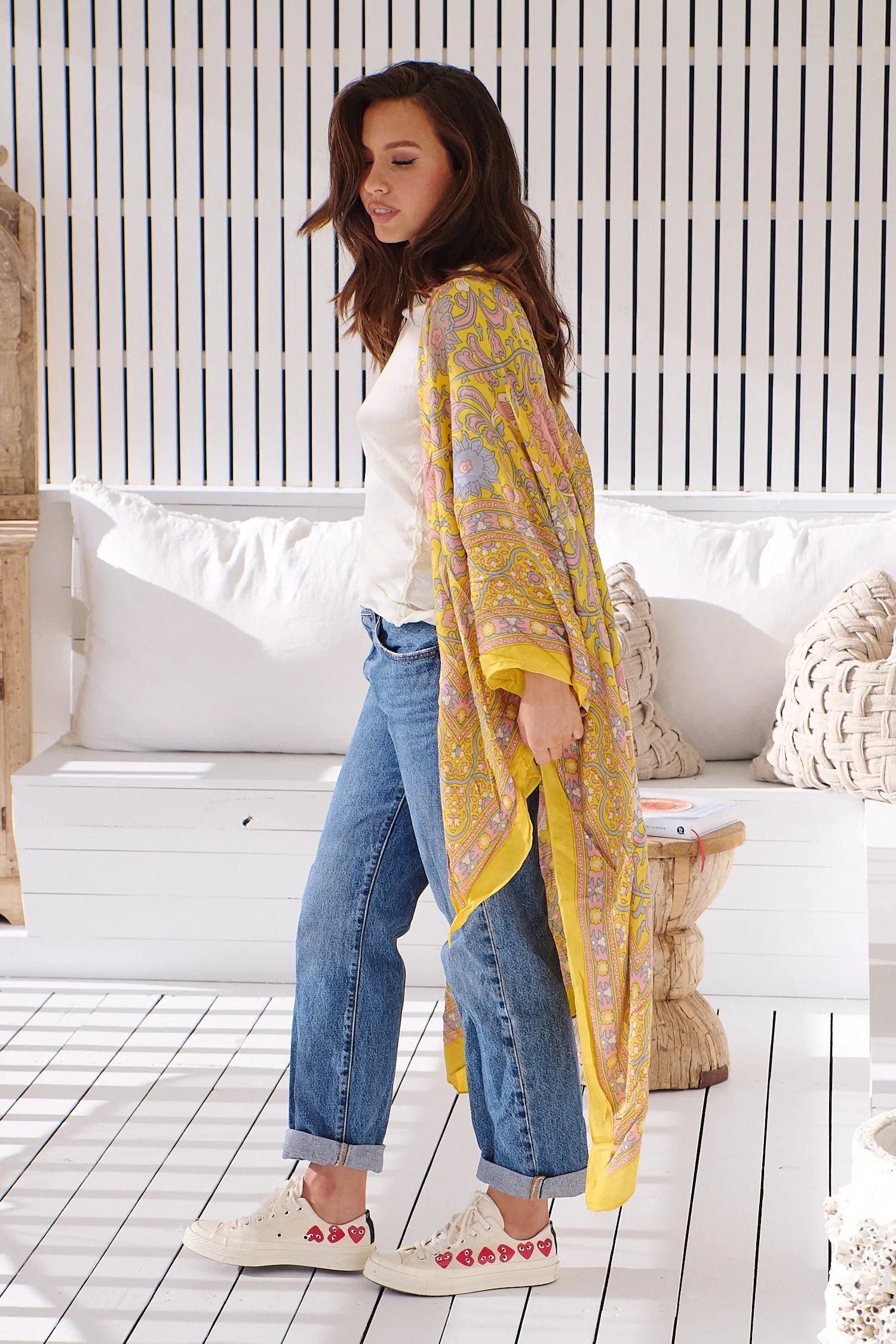 Magic Dance Border Print Kimono- Mellow Yellow ~ Free People