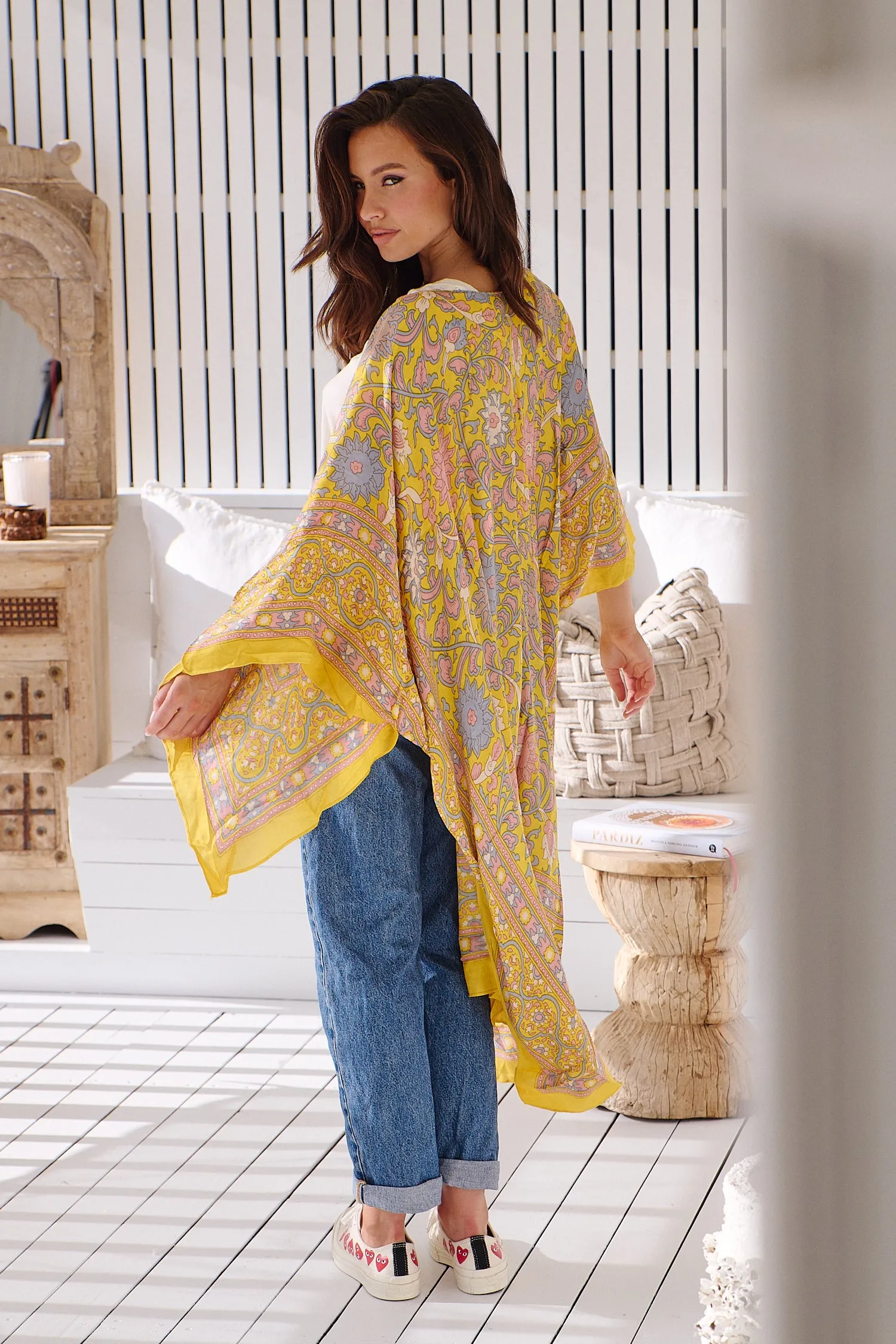 Magic Dance Border Print Kimono- Mellow Yellow ~ Free People